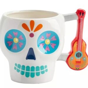 White Sugar Skull & Guitar Figural Mug, 18 oz.